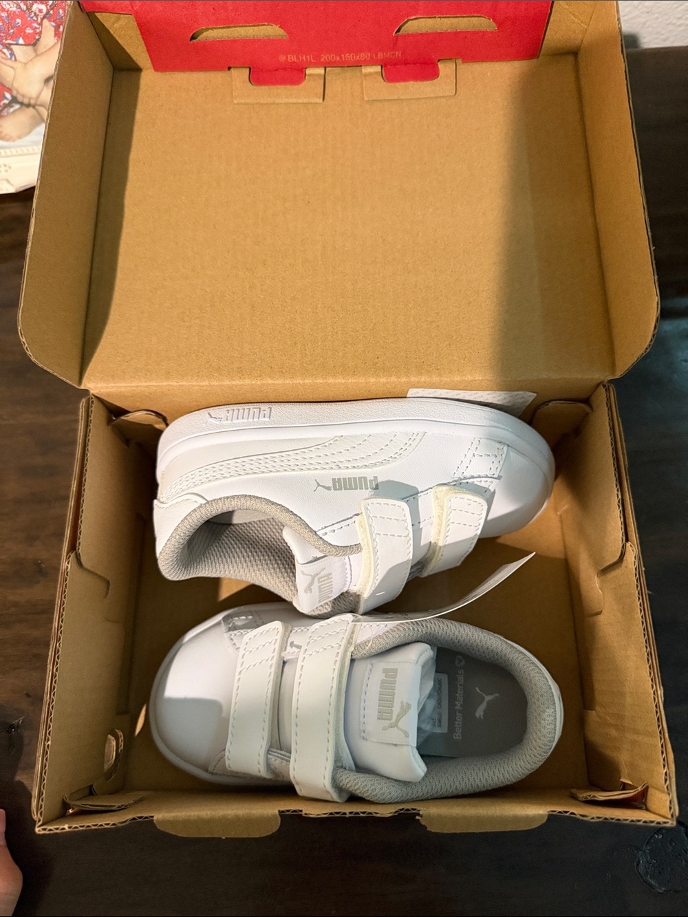 Puma Kids White Velcro Sneakers